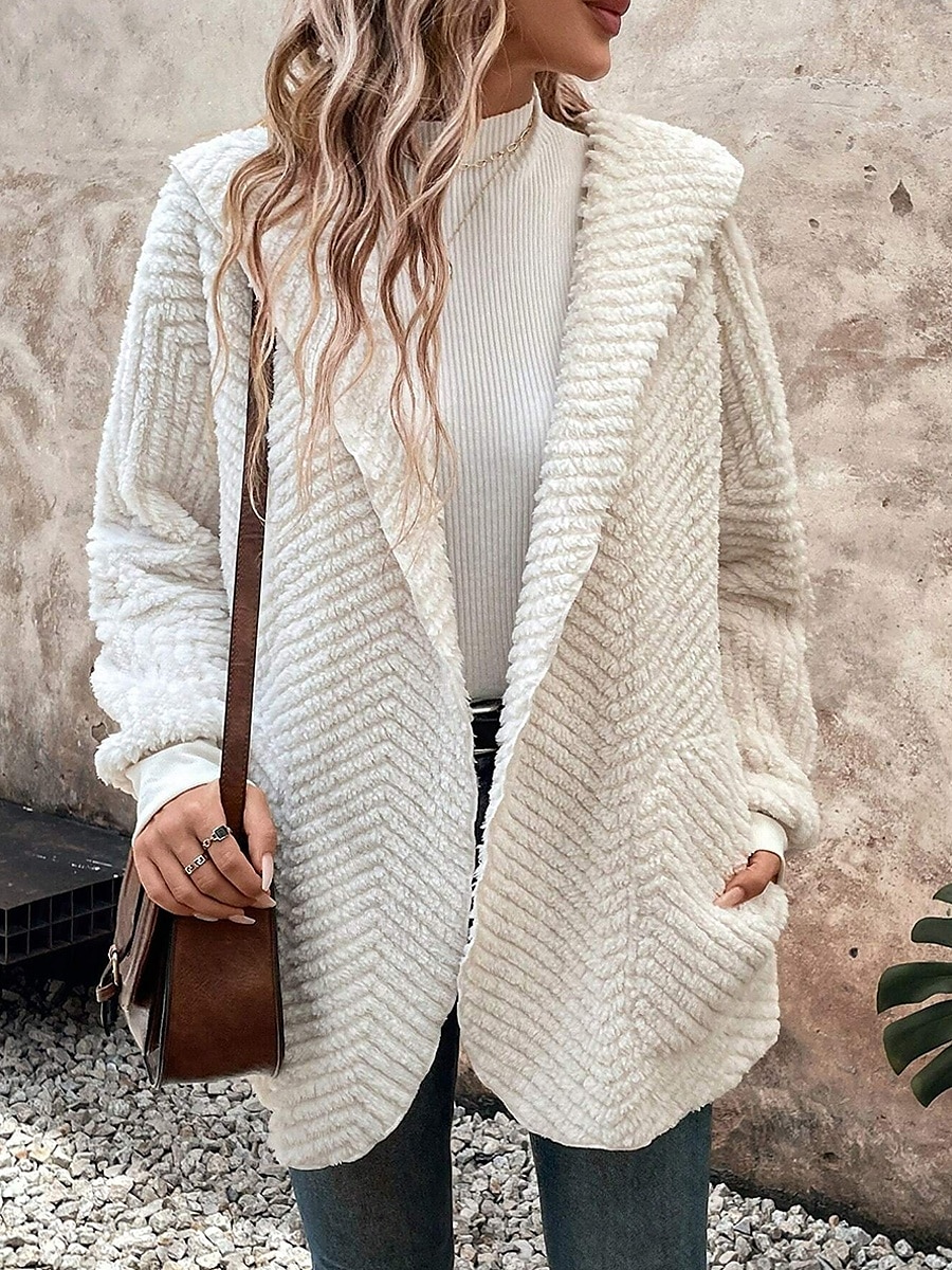 Femme Veste décontractée Chaud Confortable Ajustable Mode Couleur unie Casual du quotidien Ouvrir le devant Normal Col rabattu Standard manche longue Vêtements d'extérieur Blanche Automne Hiver de 2025 ? $41.99 –P2