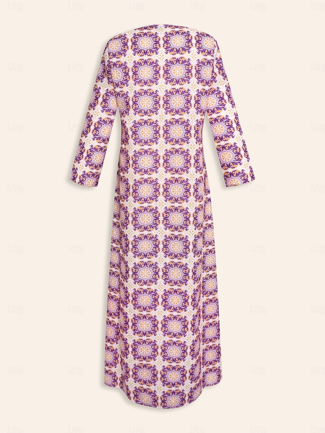 robe longue ethnique à col cranté et fleurs de 2025 ? $52.99 –P9