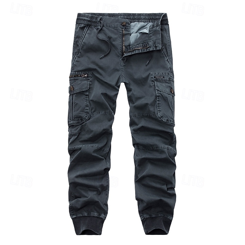 Men's Cargo Pants Joggers Tactical Pants Trousers Buttons Multi Pocket Elastic Cuff Plain Wearable Outdoor Daily Camping & Hiking Fashion Classic Black Wine 2025 - $40.99 –P9
