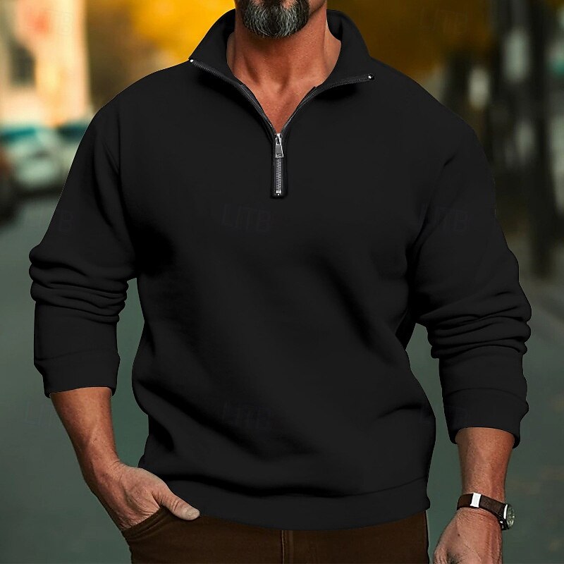Homens Moletom Moletom com zíper Adamascado Preto Branco Vermelho Cinza Claro Meio Zíper Tecido Desportos e Ar livre Diário Feriado Roupa de rua Básico Casual Primavera & Outono Roupa Moletons de 2025 por $30.99 –P3