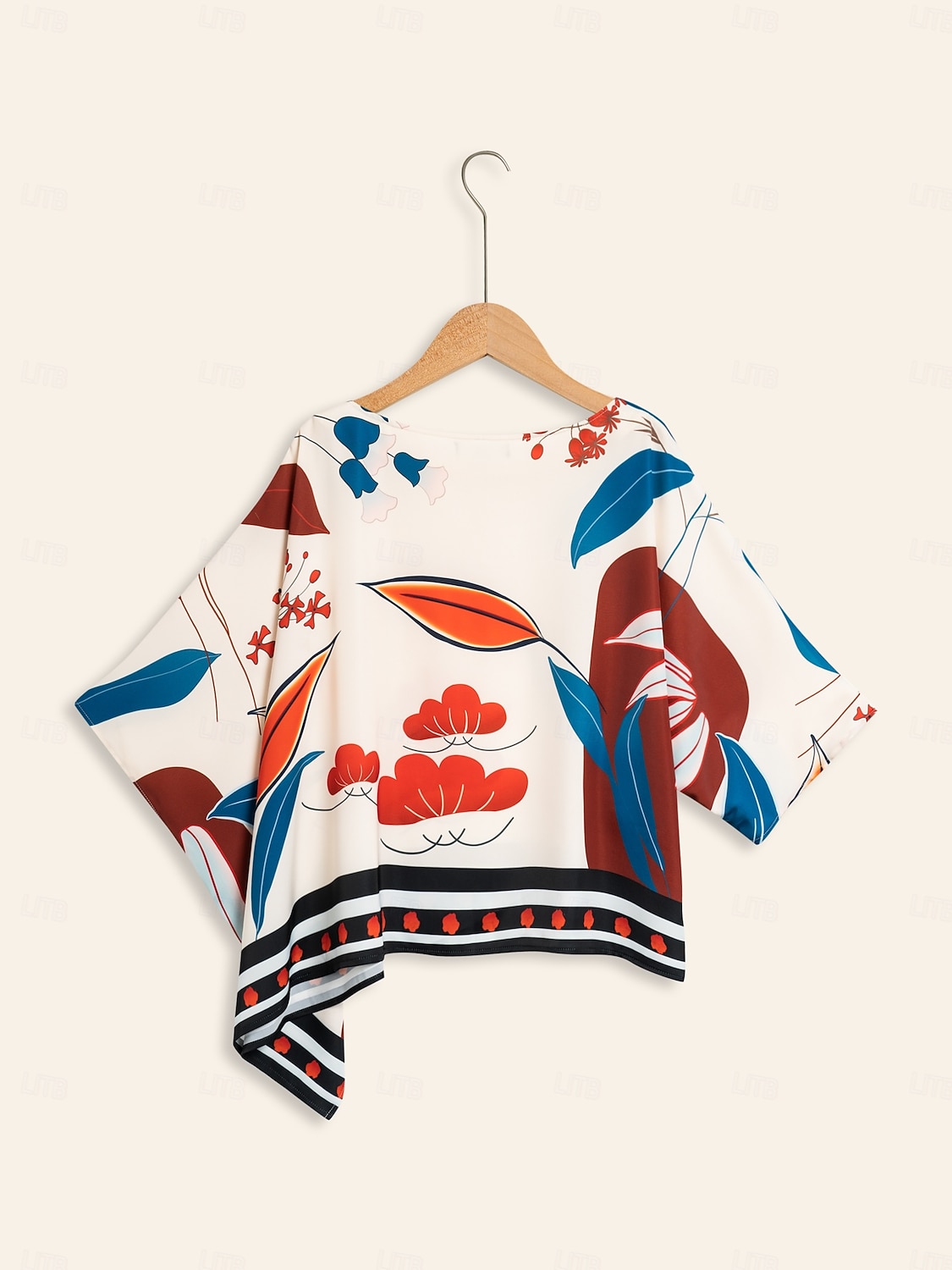 Mujer Floral Casual Casual Diario Manga magiar Albaricoque Dobladillo irregular De Gran Tamaño Estampado Manga 3/4 Elegante Diario Escote Barco Primavera & Otoño Otoño Temporadas Cruzadas 2026 - $56.99 –P8