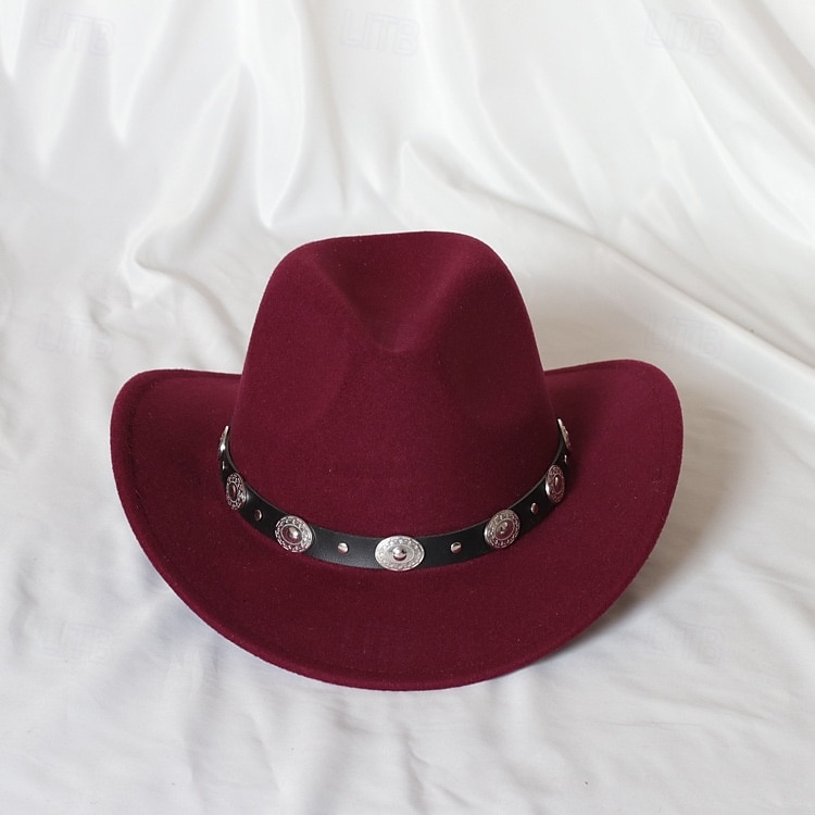jednolity kolor unisex kowbojski kapelusz punkowy western z dzianinowym filcem 2025 - $18.49 –P13