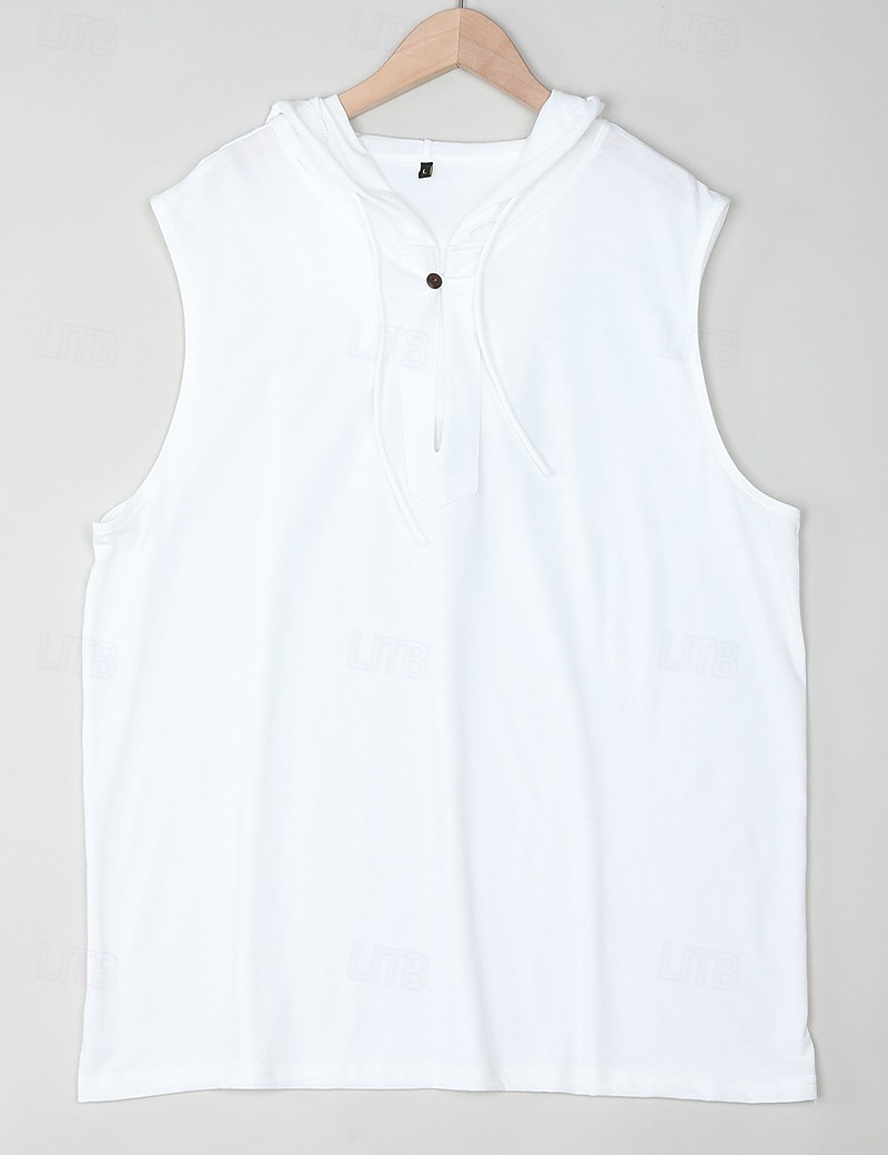 Herre Singleter Vest topp Underskjorte Ermeløs skjorte Ermeløs Med hette Sommer عادي Mote Designer Muskel utendørs Ut på byen Treningssenter Svart Hvit Kakifarget Topp T-skjorte for menn 2025 - $17.99 –P3