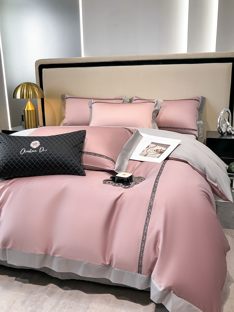 Conjunto de cama com capa de edredom de 4 peças, 100% algodão orgânico, tecido macio e respirável, inclui capa de edredom e fronhas para um sono confortável de 2025 por $150.99 –P10