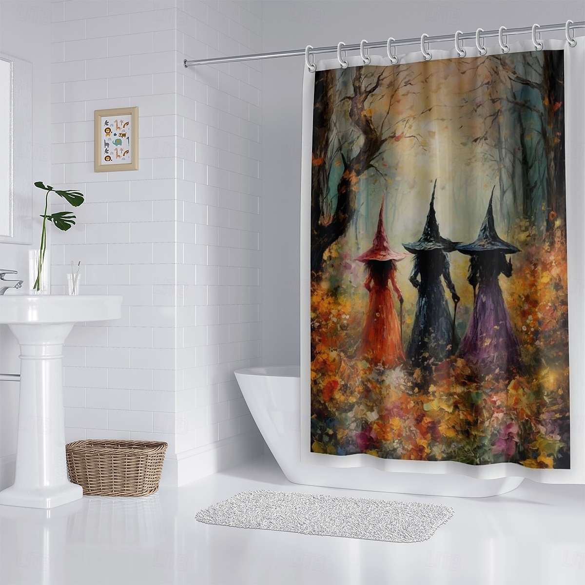 Halloween Flower Witch Shower Curtain Modern Machine Washable Waterproof Polyester Fabric Used for Bathroom Decoration Bathtub with 12 Hooks 2025 - $23.99 –P2