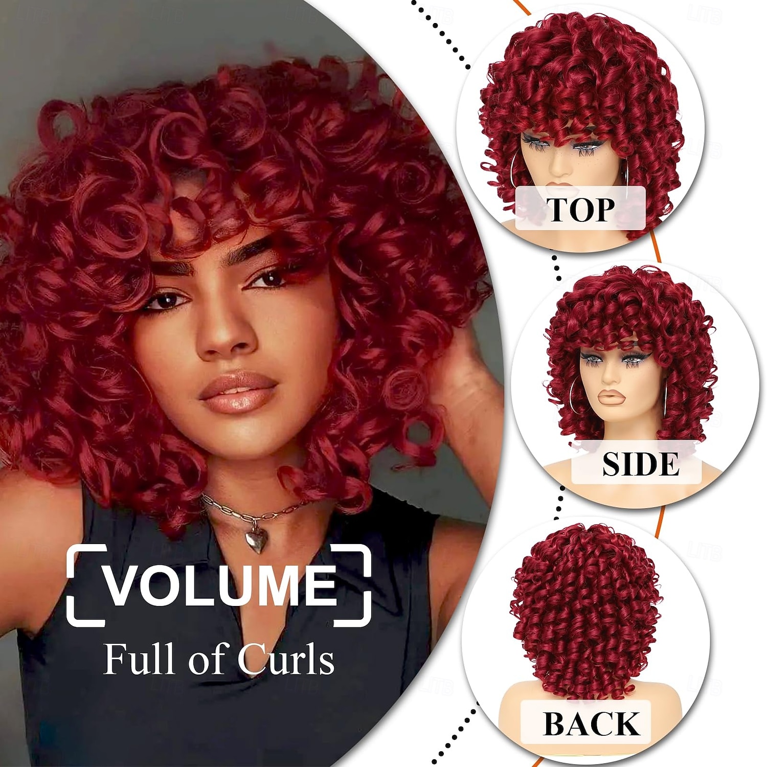 koningsdag pruiken krullende pruiken voor zwarte vrouwen korte krullende pruik met pony groot los schattig kinky krullend haar synthetische zachte pruiken voor dagelijks feest cosplay 2025 - $22.99 –P8