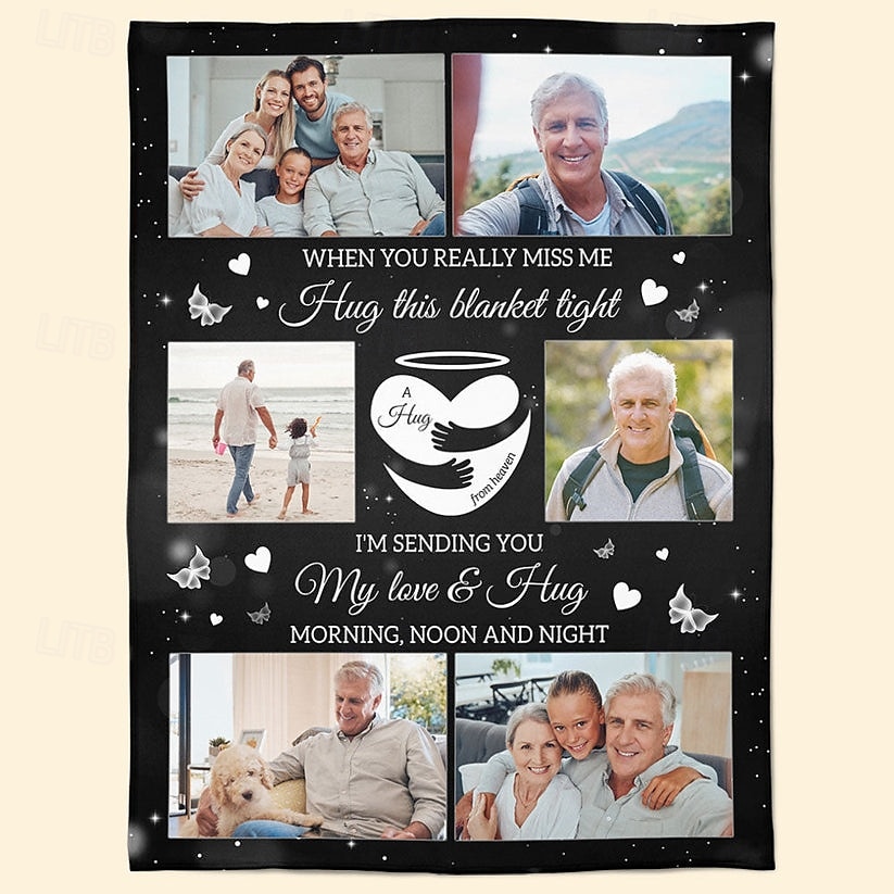 Customized Memorial Blanket A Hug from Heaven Memorial Gift Personalized Photo Blanket to Celebrate and Remember Cherished Moments - Soft and Cozy Fleece - Heartfelt Tribute to Loved Ones 2025 - $22.99 –P7