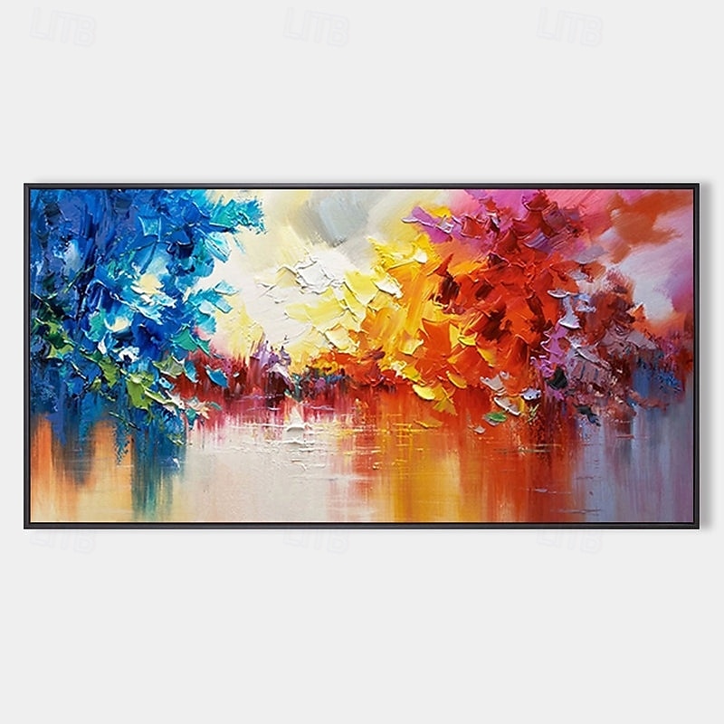 handgemalte abstrakte blaue Waldgemälde auf Leinwand, handgemachtes, farbenfrohes, strukturiertes Acrylgemälde, Wandkunst, handgemaltes Kunstwerk, grünes Ölgemälde für Wohnzimmer, Büro, 2025 - $116.99 –P6