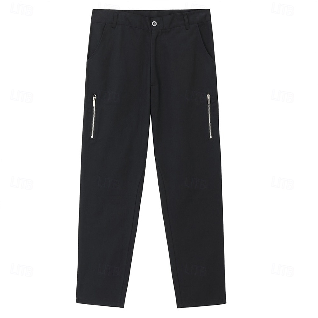 Men's Trousers Chinos Summer Pants Casual Pants Zipper Plain Comfort Breathable Full Length Casual Daily Holiday Fashion Basic Black Khaki Micro-elastic 2025 - $25.99 –P2
