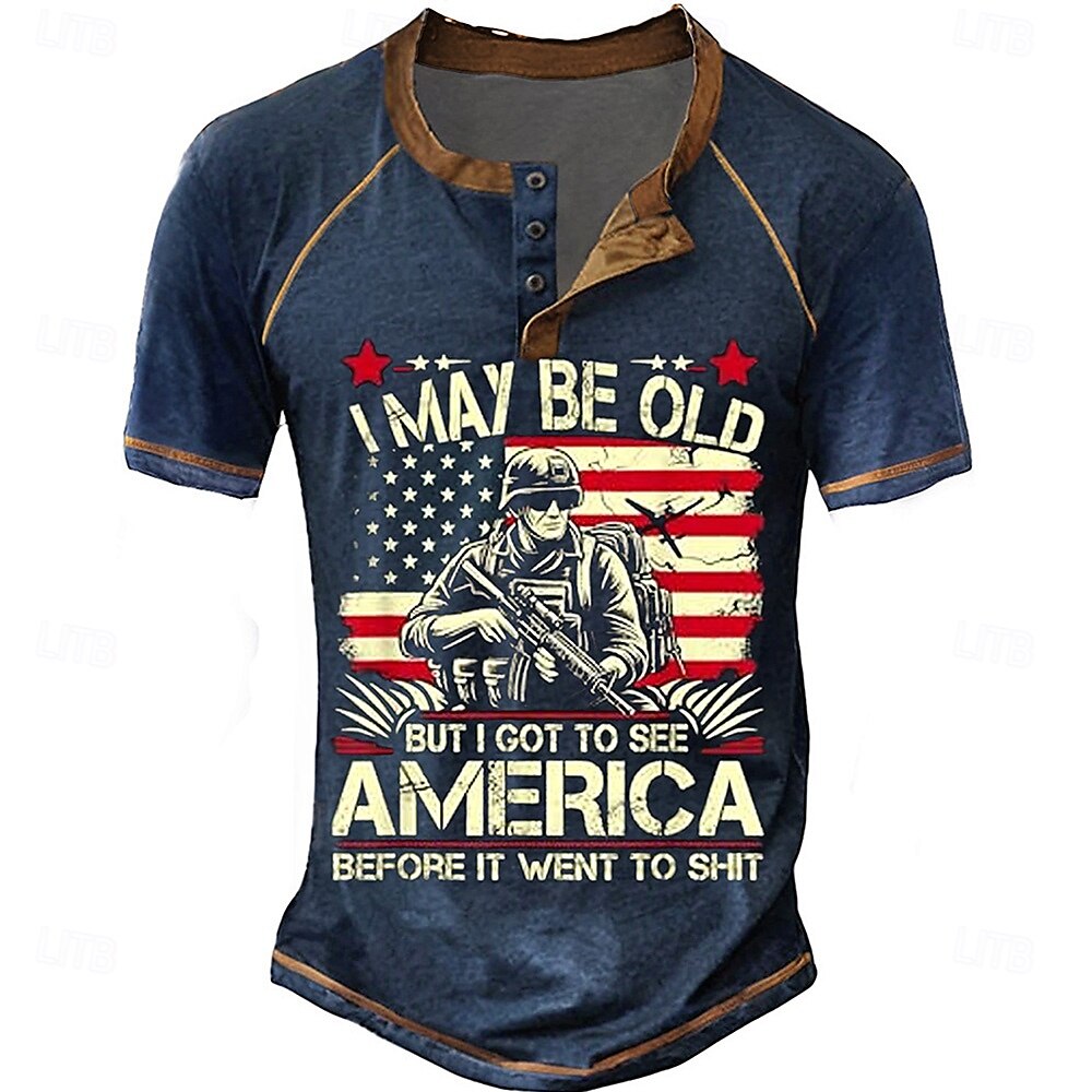 Męskie Halloween Flaga Koszula Henley Długi rękaw Nadruk Codzienny Urlop Codzienny Wiosna i jesień Czarny Zielony Ciemnoniebieski Henley Koszulka Henley 2025 - $22.99 –P1