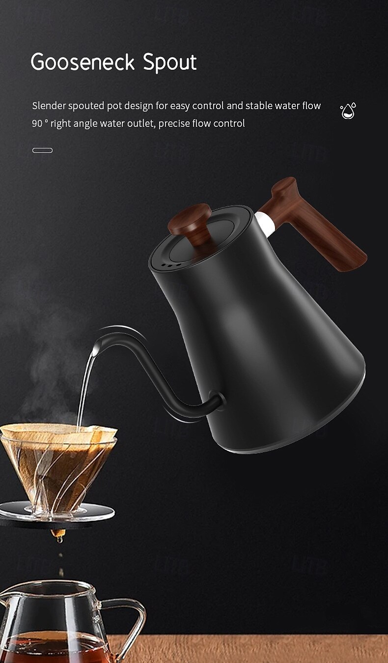 Electric Gooseneck Kettle Fast Water Boiler Stainless Steel Inner Temperature Control LCD Display Auto Shut Off 0.9L Pour Over Coffee and Tea Kettle 2025 - $77.99 –P4