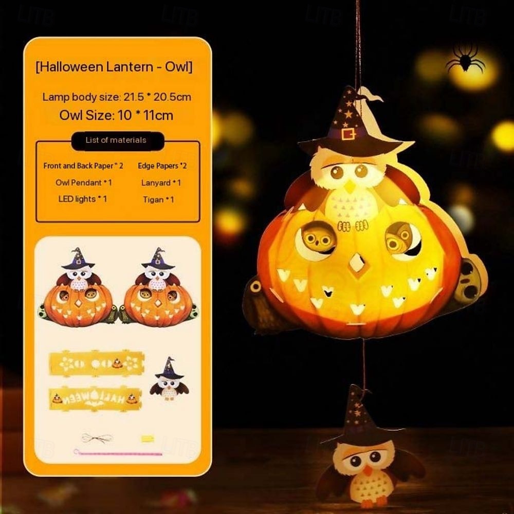 decorazioni lanterna zucca di Halloween - luce notturna fai da te, oggetti di scena fatti a mano, lanterna portatile per bambini per giochi in costume, allestimento per atmosfera festosa del 2025 a $9.99 –P3