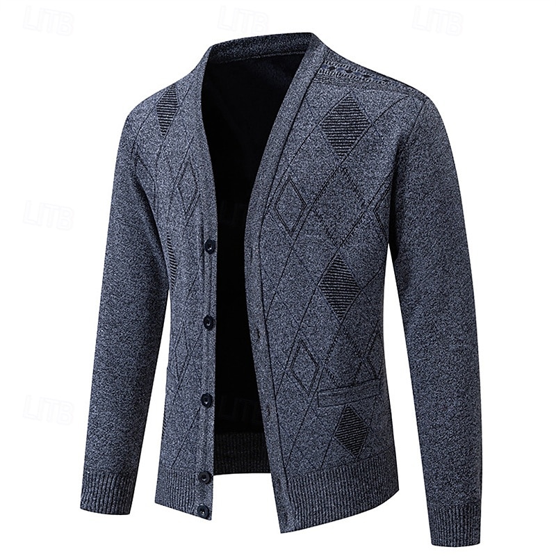 Herren Strickjacke Kurzer Pullover Strickpullover Herren Pullover Gerippt Stricken Standard Knopf hoch Seitentaschen Bogengimpe V Ausschnitt Modisch Klassisch Freizeitskleidung Verabredung Bekleidung 2025 - $31.99 –P3