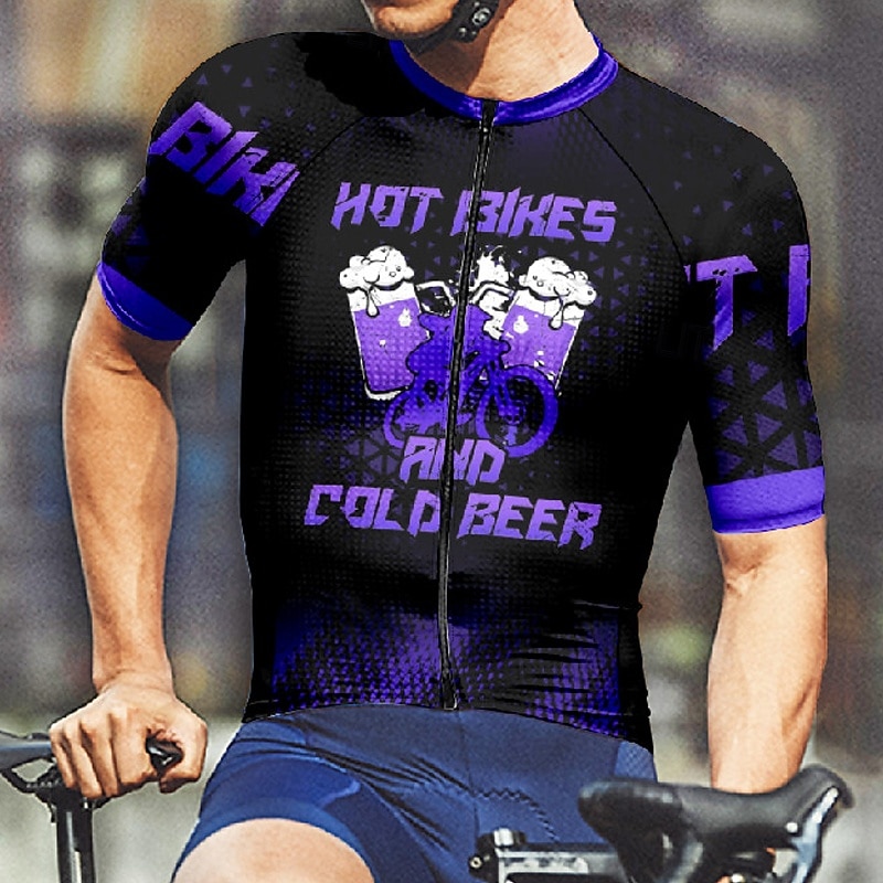 Men's Cycling Jersey Letter & Number Beer Short Sleeve Bike Tee Tshirt Jersey with 3 Rear Pockets Mountain Bike MTB Quick Dry Anatomic Design Wicking Breathable Sports Yellow Red Blue Clothing Apparel 2026 - $30.99 –P7