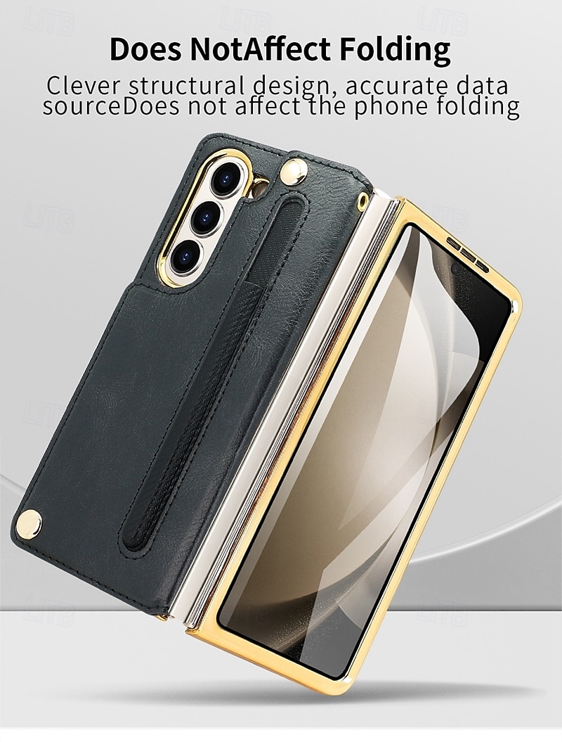 телефон Кейс для Назначение SSamsung Galaxy Z-сгиб 6 Z Fold 5 Z Fold 4 Кейс на заднюю панель со стендом и протектор экрана с ремешком на запястье Ретро ТПУ Кожа PU 2025 - $27.99 –P10