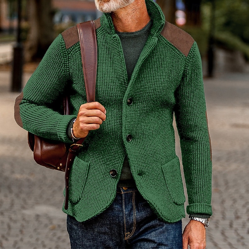 Hombre Pulóveres Chaqueta de Punto Vestido Suéter Chaqueta suéter Estriado Tejer Recortado De Punto Escote Chino Ropa Otoño Invierno Ejército verde Negro S M L 2025 - $37.99 –P11