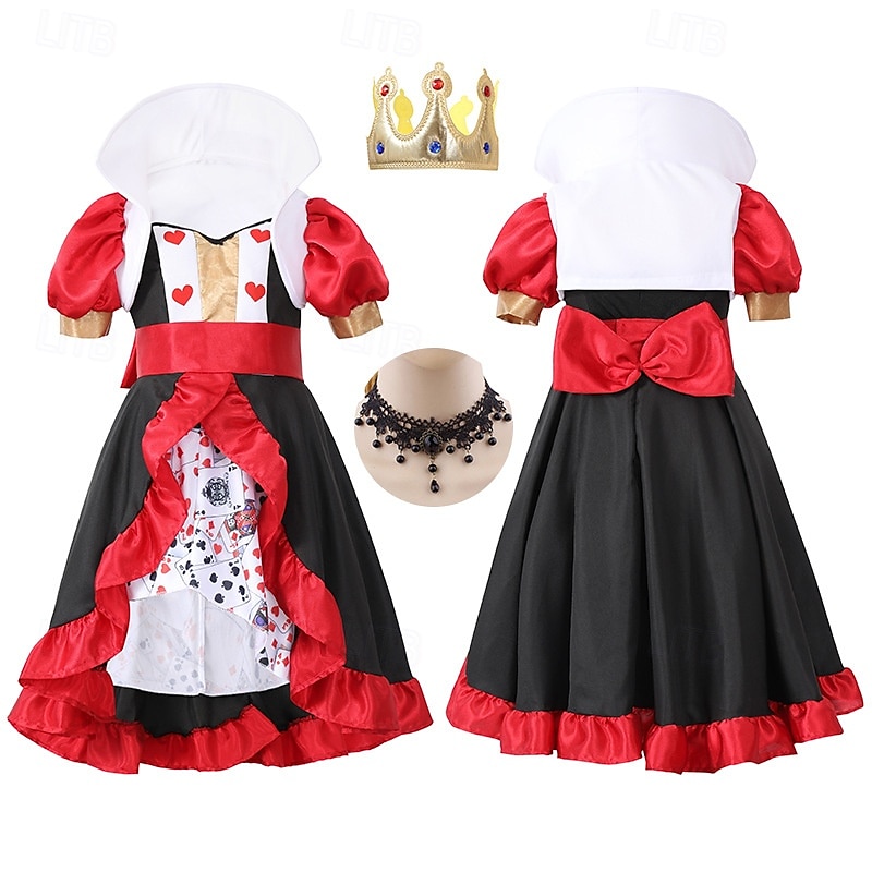 Alice in Wonderland Pohádka srdcová královna Červená královna Jed Halloween skupinové rodinné kostýmy Dětské Dospělé Dámské Dívčí Sexy kostým Výkon Večírek předvečer Všech svatých Karneval Plesov 2025 - $45.99 –P1