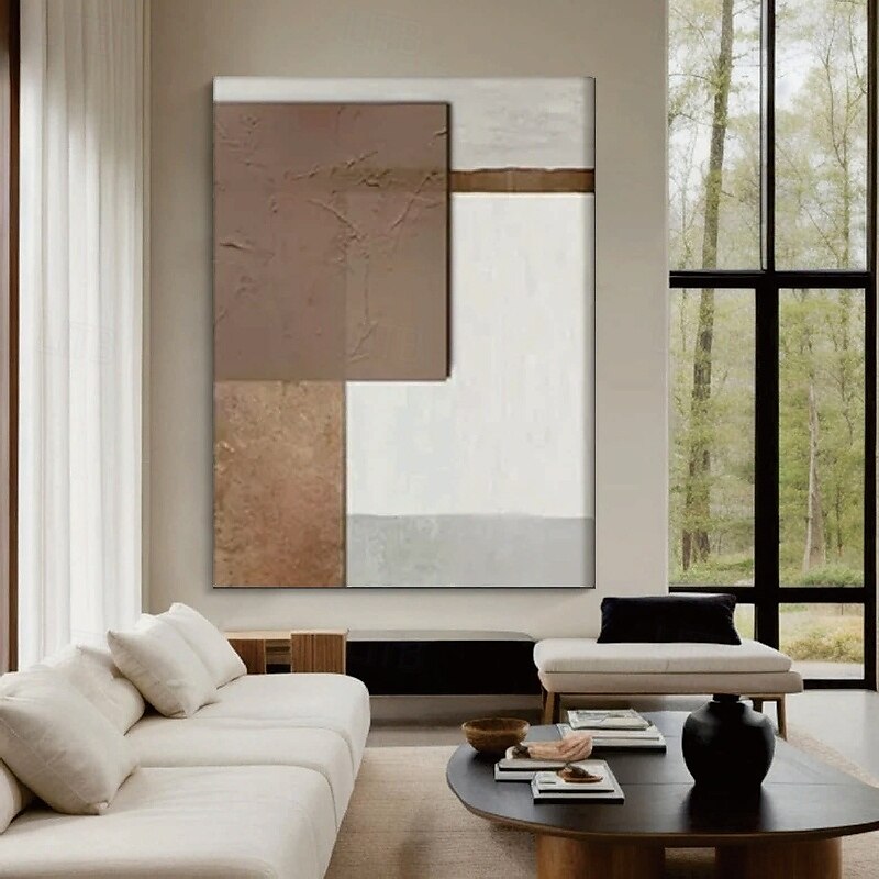 große Größe handgemaltes Ölgemälde handgemachtes beige braunes Gemälde braunes Wabi Sabi Kunstwerk strukturiertes Ölgemälde beige Ölgemälde braun abstraktes Ölgemälde Leinwandkunst moderne Dekorkunst 2025 - $125.99 –P8