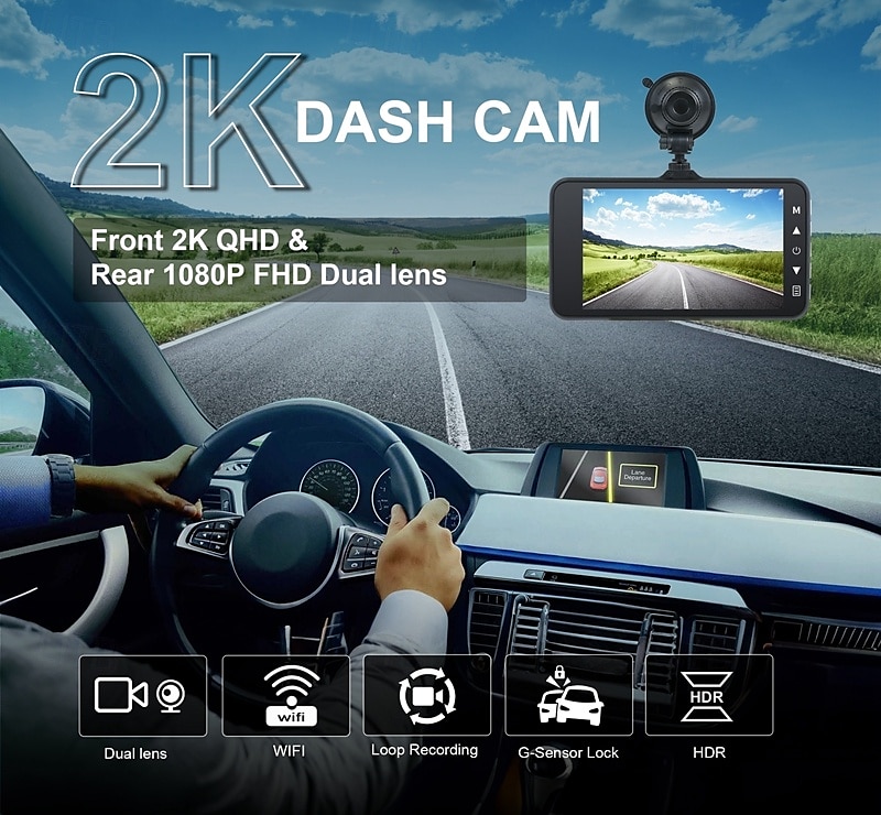2025年 X9 1440P 新デザイン / HD / リアカメラ付き 車のDVR １７０度 広角の 4 インチ IPS ダッシュカム ととも​​に WIFI / ナイトビジョン / G-Sensor 4 赤外線LED カーレコーダー  コレクション – $96.99 –P14