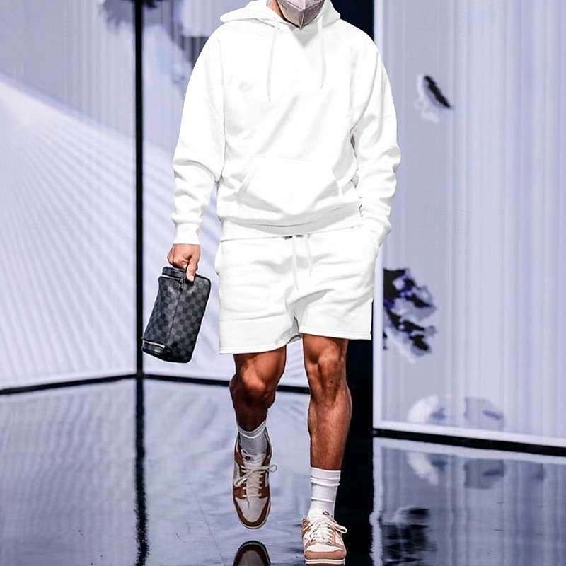 Ανδρικά Φούτερ με Κουκούλα Φόρμα Φούτερ Μαύρο Λευκό Κίτρινο Καμηλό Σκούρο γκρι Με Κουκούλα Σκέτο Κορδόνι 2 τεμάχια Μπροστινή τσέπη Αθλήματα & Ύπαιθρος Καθημερινά Αργίες Πολυεστέρας Κομψό στυλ street 2026 - $30.99 –P2