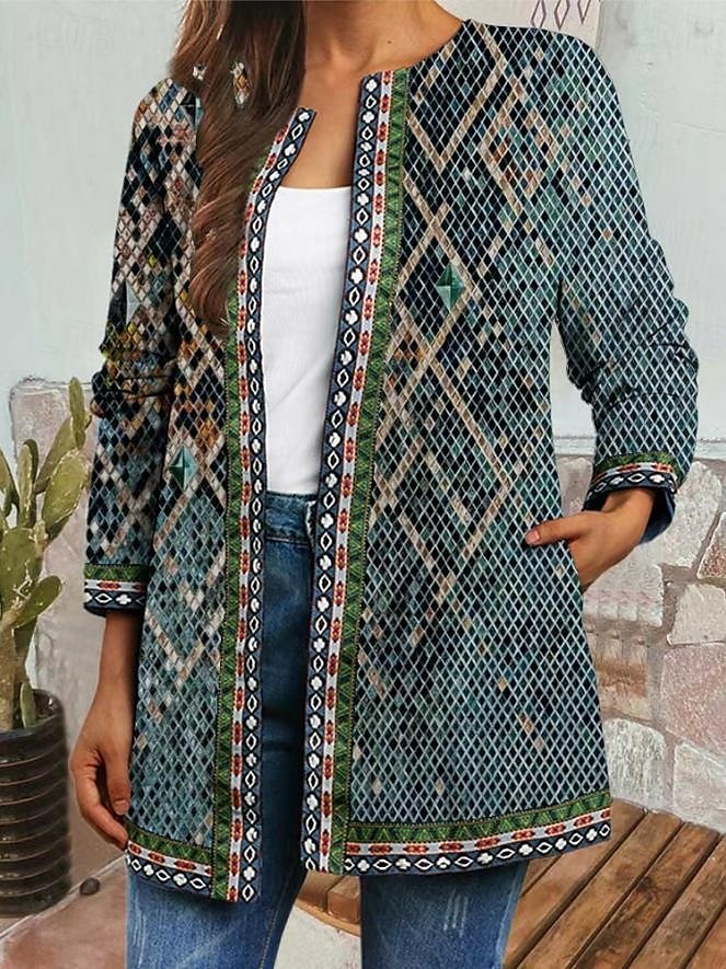 Femme Veste Blouson Soirée Poche Géométrique Coupe Vent Mode Standard Vêtements d'extérieur manche longue Automne Coloré M de 2025 ? $41.99 –P5