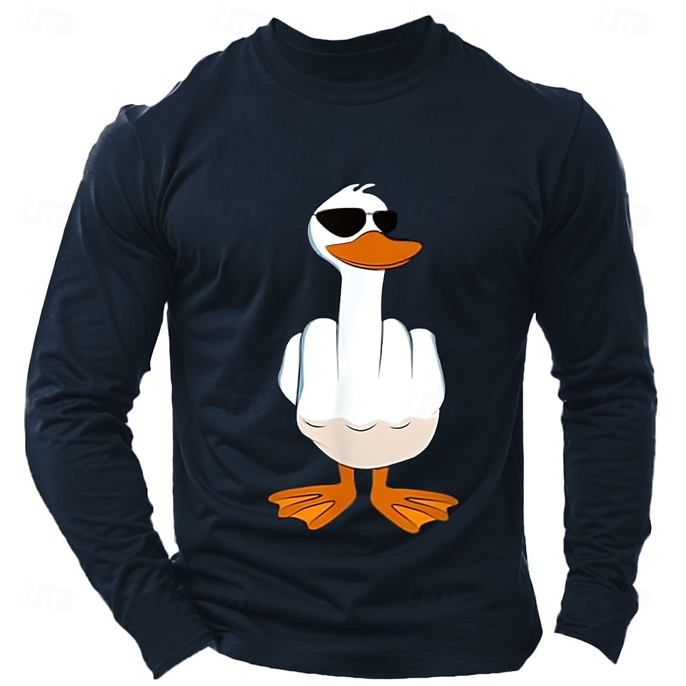 Herren Ente T Shirt Langarmshirt 100% Baumwolle Langarm Grafik Hemd Hellgrau meliert Schwarz Wein Bequemes T-Shirt Urlaub Straße Modedesigner-Kleidung 2025 - $15.99 –P2