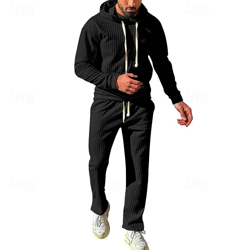 Per uomo Felpa con cappuccio Tuta Da Ginnastica Tuta da ginnastica Nero Bianco Verde militare Cachi Grigio scuro Con cappuccio Liscio A cordoncino 2 pezzi Tasca frontale Sportivo Giornaliero Per del 2025 a $39.99 –P10