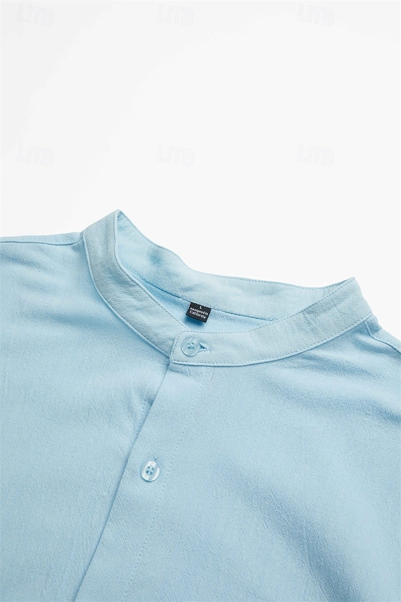 Per uomo Camicia Camicia con colletto alla coreana Camicia Estiva Camicia da Spiaggia Camicia con Bottoni Semplice Vacanza Crociera Bianco Rosa Blu marino Blu Manica Lunga Colletto alla coreana del 2025 a $25.99 –P6