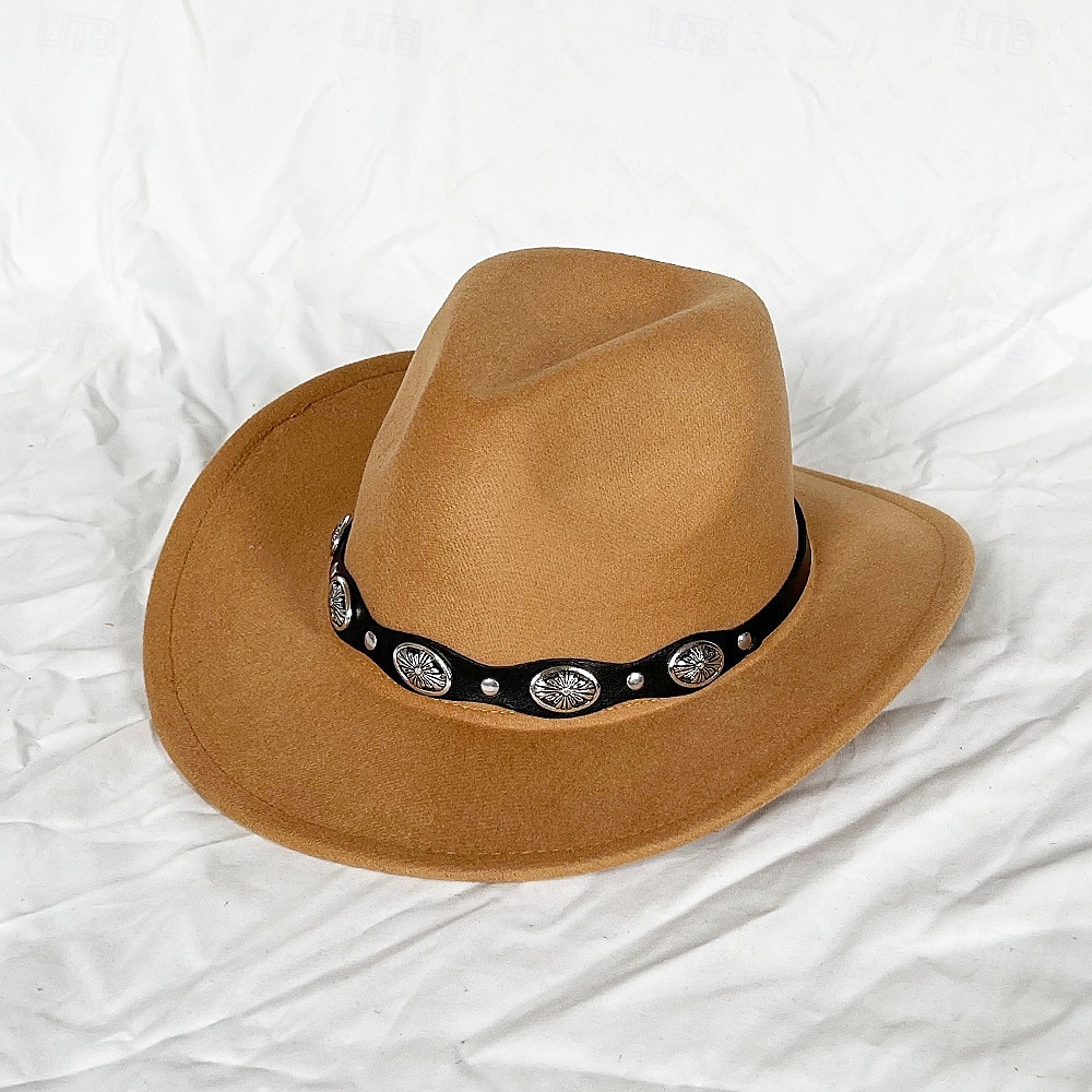 chapeau de cowboy western blanc pour femmes et hommes, chapeau de cowboy bouclé avec fedora en cuir, chapeau de cavalier toca toca de 2025 ? $18.49 –P8