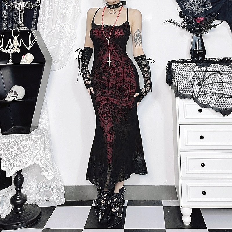Retro Vintage Punk & Gothic Flare Dress Goth Girl Morticia Addams Fancy  Dress Women's Fantasy Masquerade Party / Evening Adults' Dress 2026 - $28.99