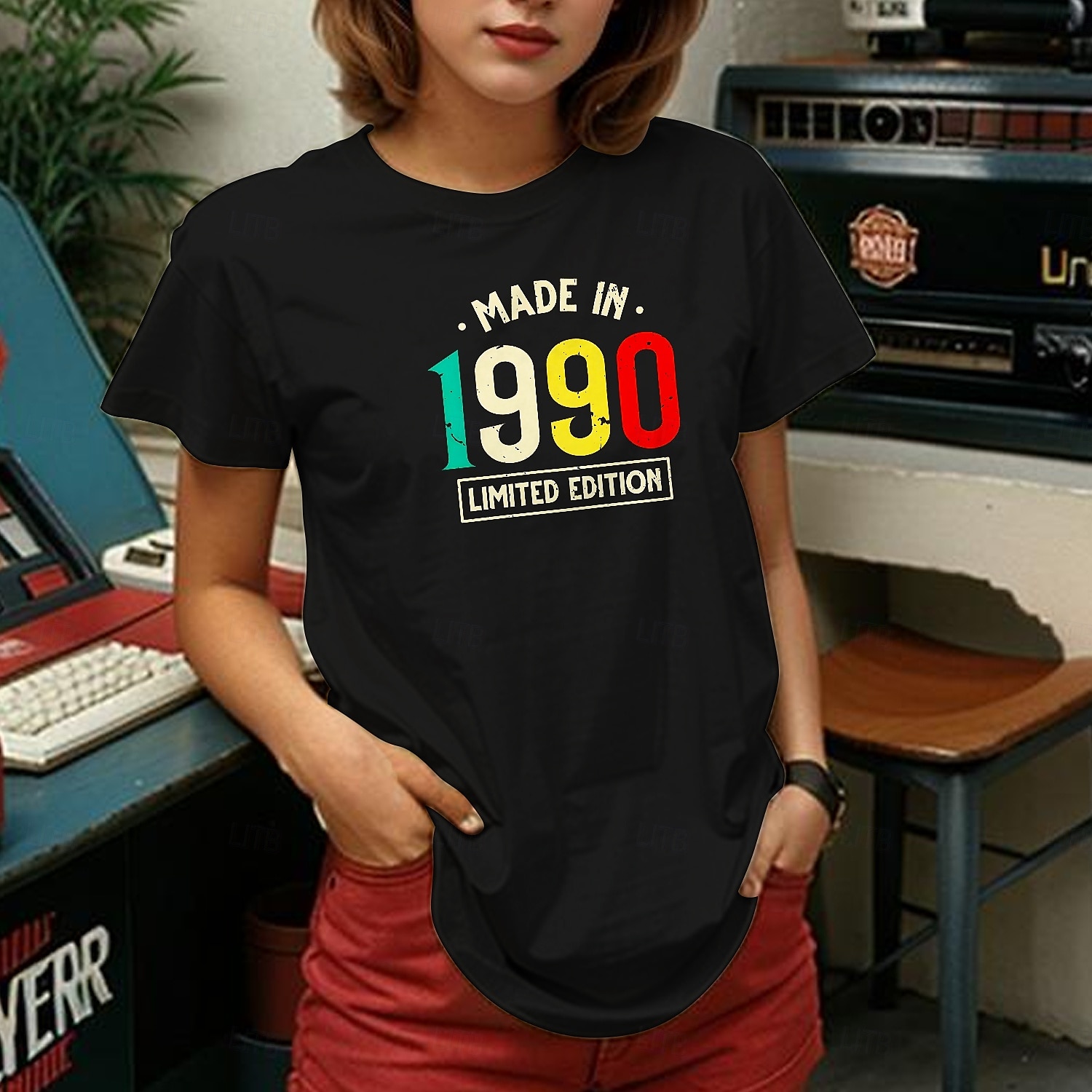 retro vintage tričko basic trička z 90. let pro dospělé dámské horké razítkové párty ležérní denní směs bavlny 2025 - $15.49 –P4