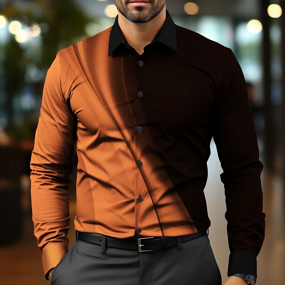 Voor heren Overhemd Overhemd met knopen Ombre Feestavondkleding liiketoiminta Wit Rood blauw Oranje Lange mouw Overhemdkraag Herfst Winter Kleding Dichtknopen 2025 - $26.99 –P3