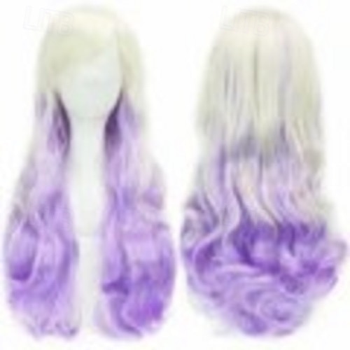 Parrucca ombre arcobaleno in capelli sintetici con frangia rossa gialla viola verde blu per donne nere Festa di Halloween Cosplay del 2025 a $15.99 –P12