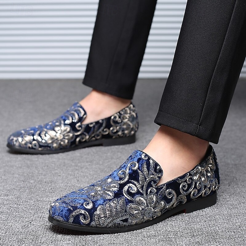 Herren-Loafer aus Stoff mit Pailletten - luxuriöses Blumendesign, Partyschuhe im Vintage-Stil für besondere Anlässe 2026 - €44.99 –P1