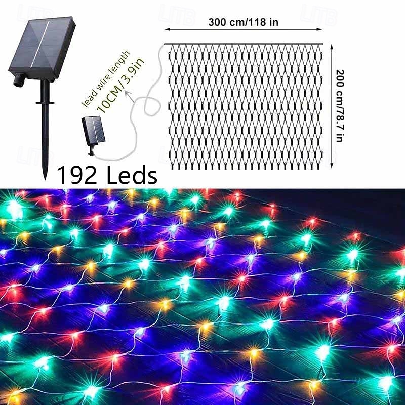 1 Pack  Solar Mesh Light Remote Control with Eight Functions for  and Festival Indoor and Outdoor Atmosphere Decoration Lights 1.5 * 1.5M-96LED/3 * 2M-192LED/6 * 4M-672LED 2026 - $38.41 –P10