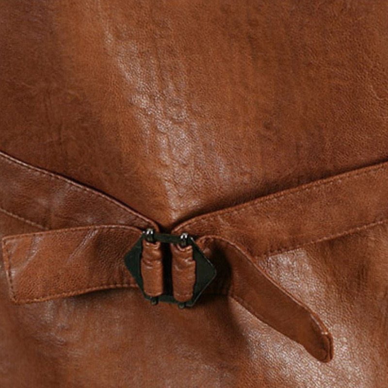 Męskie Kamizelka Kamizelka skórzana Codzienny Randka Urlop Moda Codzienny Wiosna i jesień Guzik Kieszeń Poliester Wygodny Równina Pojedynczy biust na jeden guzik W serek Regularny Czarny Brązowy 2025 - $38.99 –P4