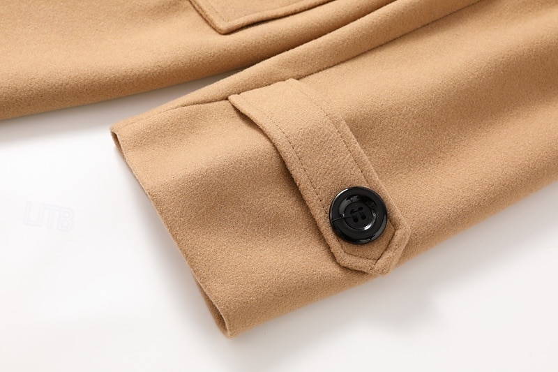 Herr Vinterkappa Peacoat Trenchcoat Utomhus Dagliga kläder Höst vinter 95% polyester 5% bomull Ytterkläder Kläder Mode Streetwear Slät Kavajslag Dubbelknäppt 2025 - $47.99 –P18