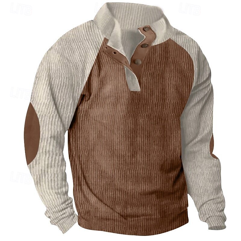 Hombre Sudadera Sudadera con un cuarto de cremallera Albaricoque Negro Vino Verde Ejército Rojo Media cremallera Bloque de color Deporte Diario Festivos Pana Ropa de calle Básico Casual Primavera 2025 - $23.99 –P3
