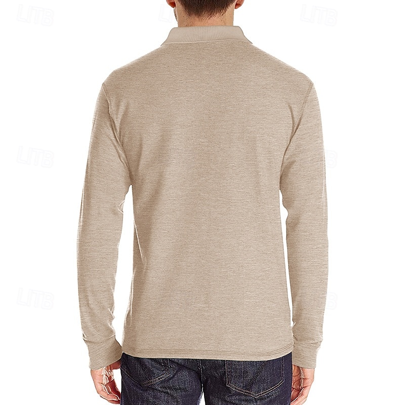 Herr Golftröja golfpolo Arbete Ledigt Kavajslag Långärmad Grundläggande Modern Ensfärgat Knapp Ficka Vår & Höst Normal Vin Aprikos Svart Vit Mörkröd Gul Golftröja 2025 - $21.99 –P2