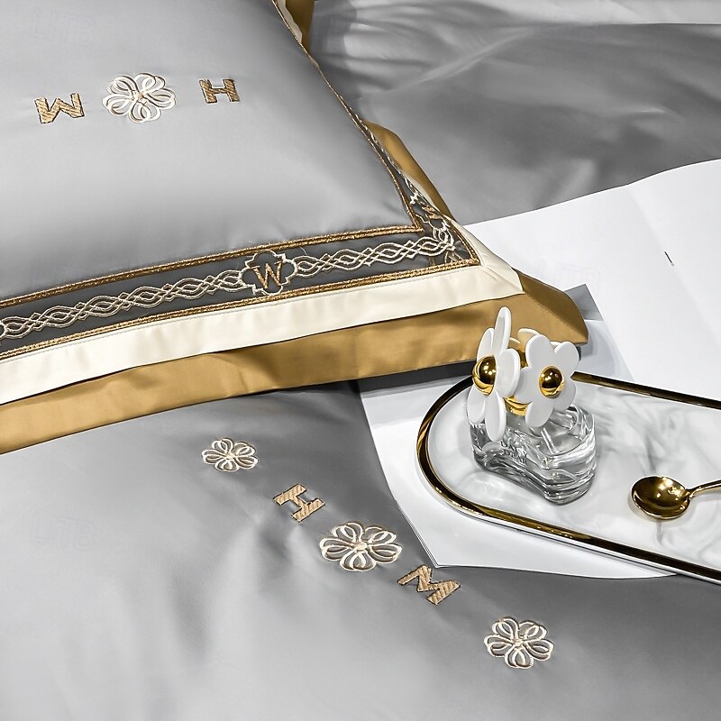 Conjunto de cama com capa de edredom de 4 peças, 100% algodão orgânico, tecido macio e respirável, inclui capa de edredom e fronhas para um sono confortável de 2025 por $196.99 –P8