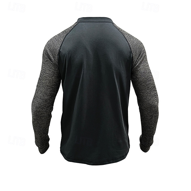 Herren T-Shirt mit Knöpfen T Shirt Henley Hemd T-Shirt Langarm Henley Frühling & Herbst Farbblock Mode Designer Basic Patchwork Urlaub Straße Ausgehen Königliches Blau Blau Armeegrün Top T-Shirt für 2025 - $32.99 –P9