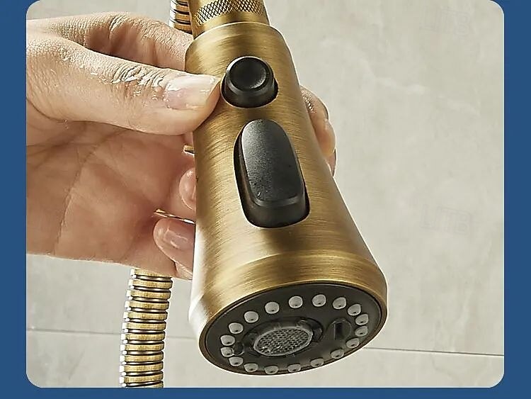 2026年 水栓 - シングルハンドルつの穴 電気メッキ プルアウト / プルダウン センターセット レトリ／ヴィンテージ Kitchen Taps  コレクション – $129.99 –P5