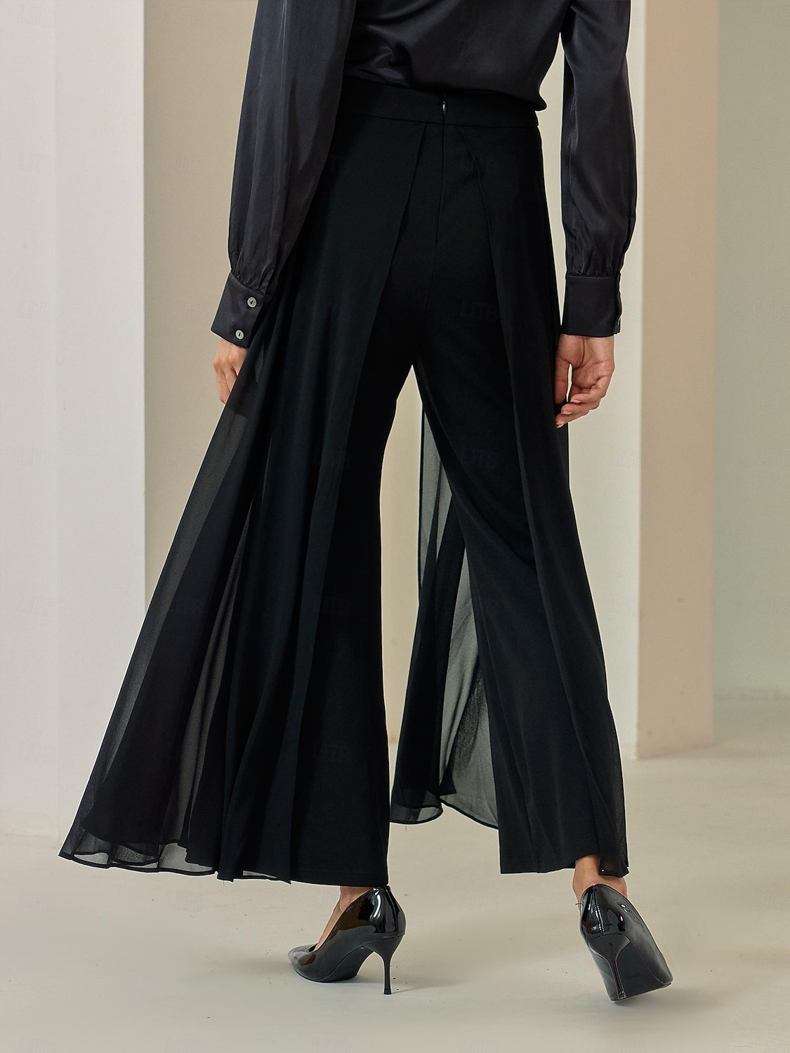 Dame Full lengde Chiffon Høy Elastisitet Elegant Fritid / hverdag Svart Sommer Vår & Vinter S M L 2025 - $72.99 –P3