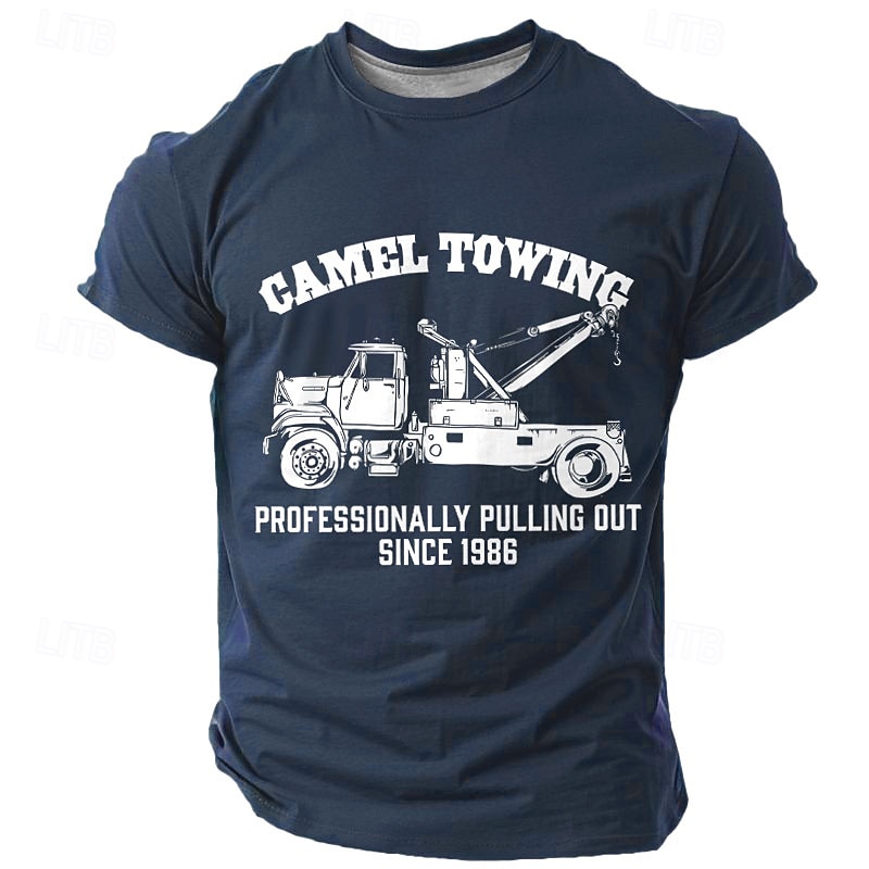 T-Shirt Umoristica da Uomo per Carro Attrezzi - 'Camel Towing Professionally Pulling Out Dal 1986' Maglietta Grafica del 2026 a $17.49 –P4