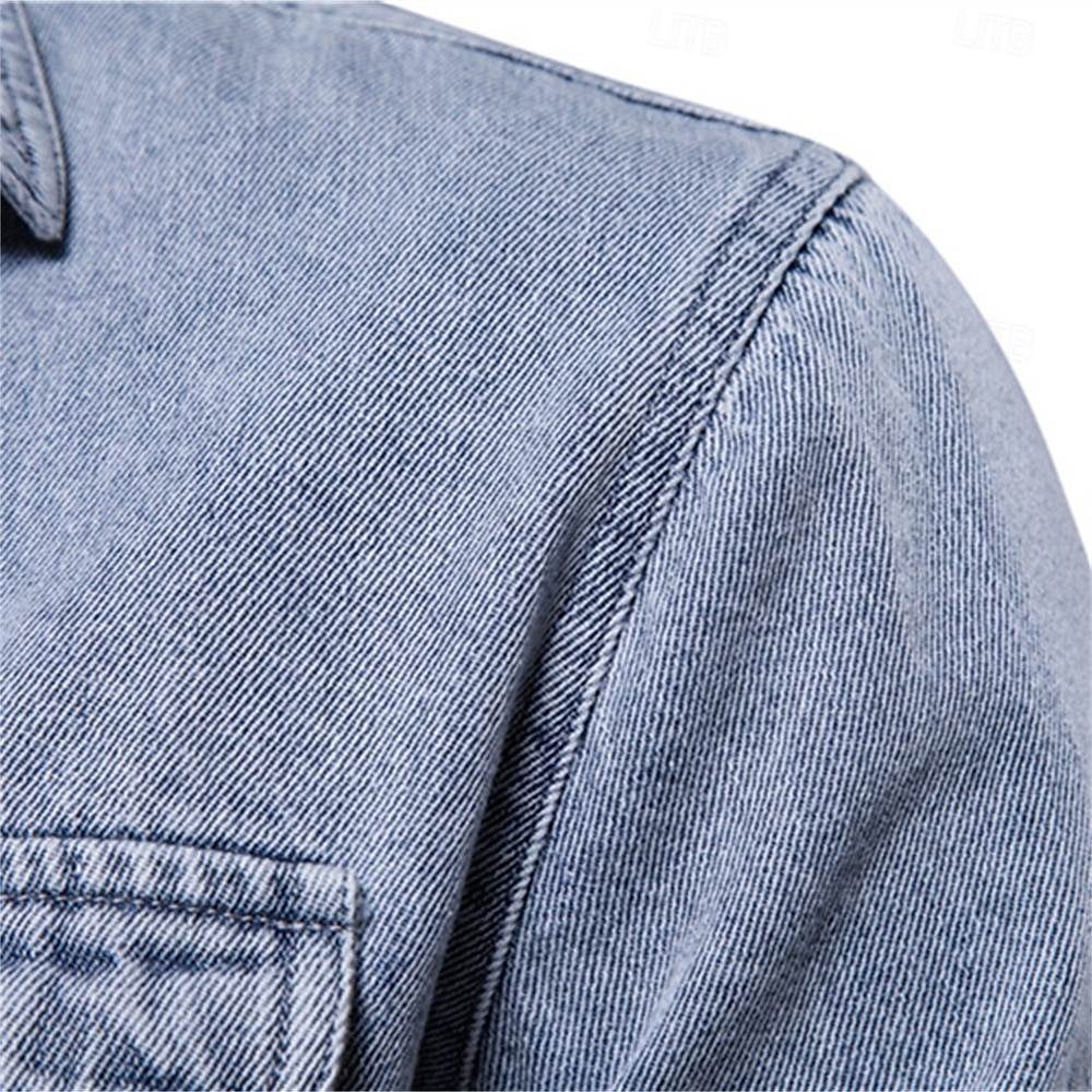 Man Casual / Dagelijks Denim Lente & Herfst Effen / effen kleur Casual Revers Normaal Zwart Licht Blauw Jacks 2025 - $41.99 –P3