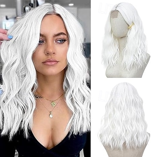 perruques mi-longues pour femmes, perruque ondulée en cheveux synthétiques avec mèches améliorées, perruque en cheveux naturels pour une utilisation quotidienne de fête/Halloween de 2025 ? $19.99 –P5