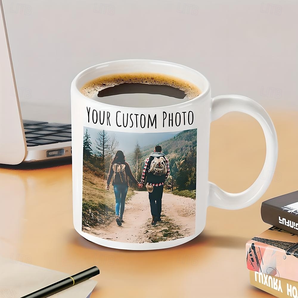Personalizovaný hrnek na kávu vlastní obrázek text nebo logo keramický hrnek - vlastní svatební dárek pro pár přizpůsobitelný 11 oz čajový hrnek bílý - černý 2025 - $13.99 –P5