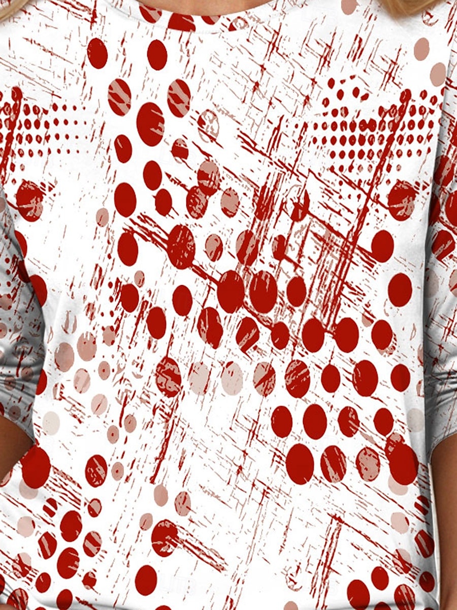 t-shirt femme décontracté imprimé manches longues hauts réguliers col rond quotidien rouge bleu orange vert printemps automne de 2025 ? $22.99 –P3