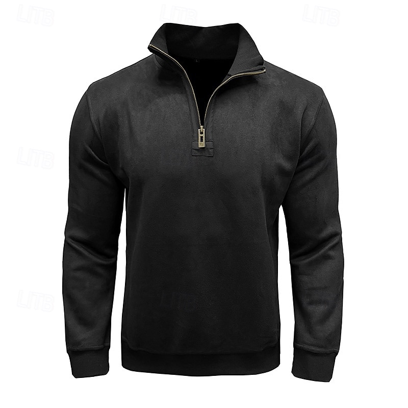 Men's Sweatshirt Quarter Zip Sweatshirt Black Army Green Royal Blue Brown Khaki Half Zip Plain Half Zip Sports & Outdoor Daily Holiday Polyester Streetwear Basic Casual Fall & Winter Clothing Apparel 2026 - $42.99 –P11