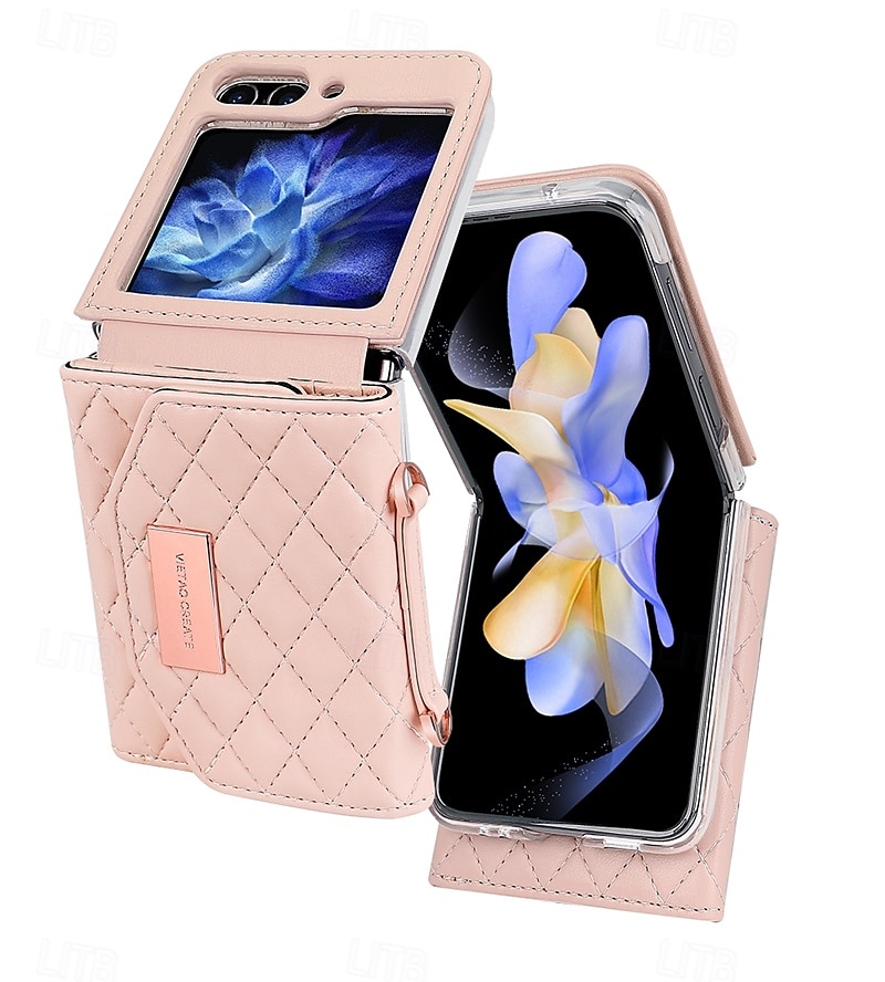 телефон Кейс для Назначение SSamsung Galaxy Z-флип 6 Z Flip 5 Z Flip 4 Z Flip 3 Кошелек для карт с ремешком Разъем для карты Защита от удара Ретро Настоящая кожа ТПУ 2025 - $30.99 –P10